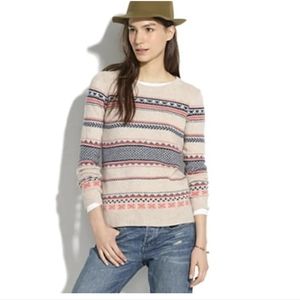 Jcrew merino wool-blend sweater, xs, fair isle cream